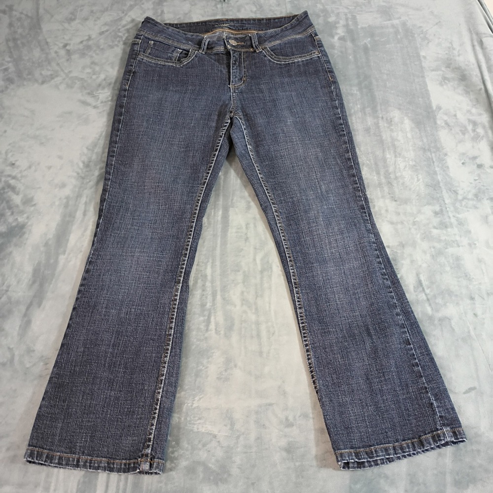 Riders by Lee Womens Midrise Bootcut Jeans Dark Wash Size 8P 130M486 Stretch